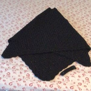 Hand Crocheted Black Shimmering Shawl